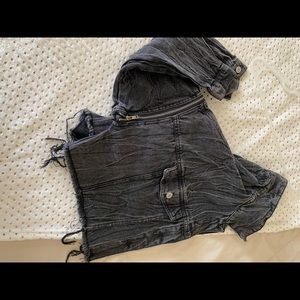 Distressed wash style crop jacket